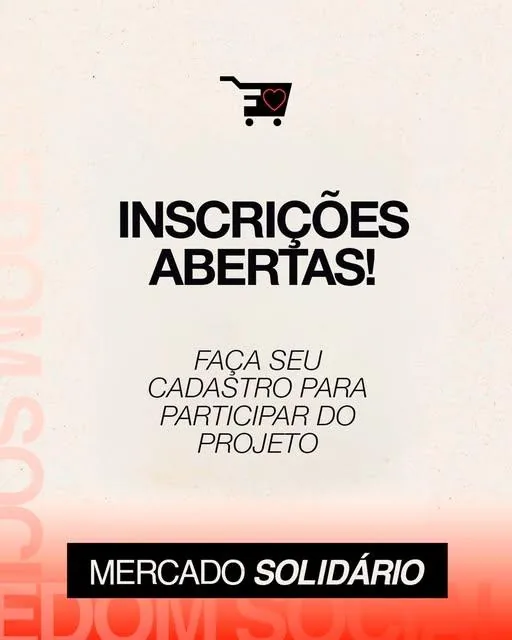 Mercado Solidário: inscrições abertas